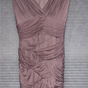 Halston Heritage Pink Ruched Wrap Mini Dress